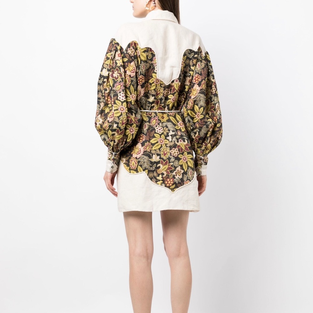 Alemais Floral Puff Sleeve Dress - Cream and Multicolor - Picture 2 of 9